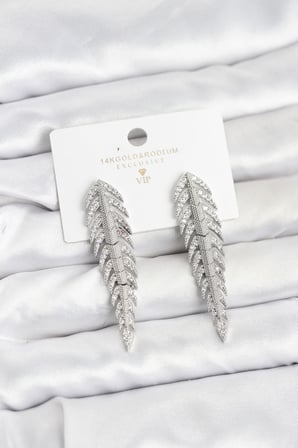 Pirinç Gümüş Renk Balık Sırtı Model Zirkon Taşlı Kadın Küpe 5886