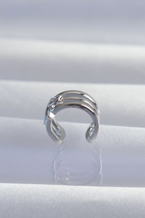 Pirinç Gümüş Renk Yonca Earcuff Küpe 5886