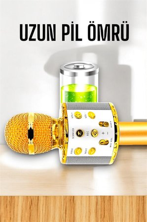 Kablosuz Bluetooth Karaoke Mikrofon USB ve AUX Girişli Yüksek Ses Kalitesi