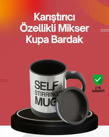 Kendi Kendini Karıştıran Termos Kupa | Güçlü Motor ve Çift Katmanlı Isı Kor