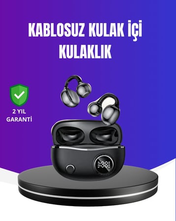 Ergonomik Klipsli Kablosuz Kulaklık – 30 Saat Pil ve Dokunmatik Kontrol Özelliğ