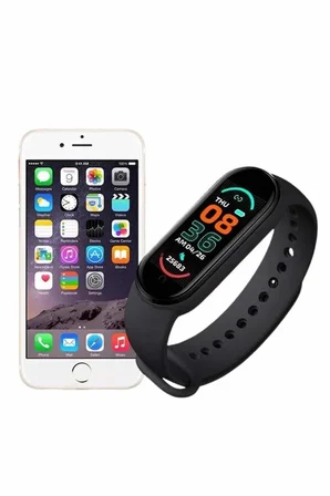 M6 Akıllı Bileklik Siyah Adımsayar Spor Takibi Android ve İOS Uyumlu