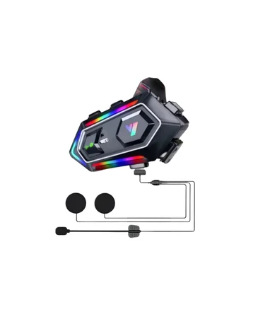 16 Mod RGB Işıklı Motosiklet Intercom Çift Telefon Destekli