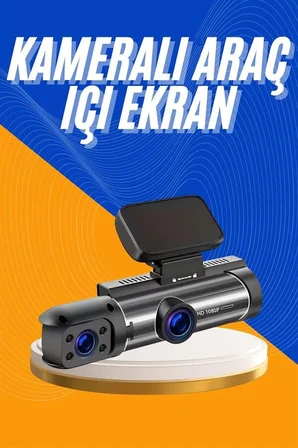 Araç Kamerası Black Box Çift Kameralı Ekranlı Full HD Sürüş Kamerası