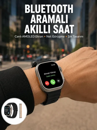 Akıllı Saat Kol Saati Android ve İOS Uyumlu Nabız Ölçer Sesli Asistan Yeni Nes