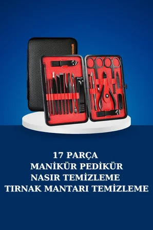 17 Parça Manikür Seti Taşınabilir Özel Çantalı El ve Ayak Bakımı Tırnak Ba