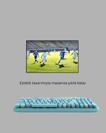 Retro Tarz Kablosuz Klavye Mouse Seti – 104 Tuşlu Ergonomik Tasarım