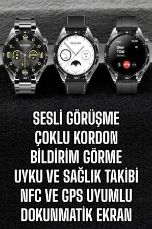 Akıllı Saat Titreşimli Pusula Nabız ve Tansiyon Ölçer NFC Uyumlu