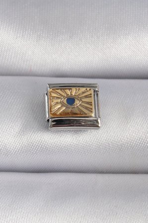 316L Çelik Gümüş Renk Altın Göz İşlemeli Nomination Charm 5886