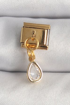 316L Çelik Gold Renk Sallantı Damla Zirkon Taşlı Nomination Charm 5886