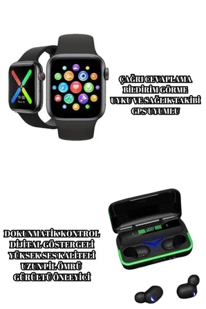 Ucuz ve Kaliteli Kulaklıklı Saat Seti Bluetooth Bağlantılı Akıllı Saat ve Kul
