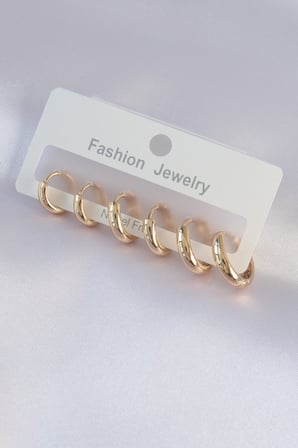 Pirinç Gold Renk Oval Küpe Seti 5886