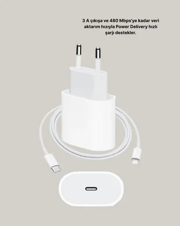 iPhone ve iPad Uyumlu 20W Güvenli USB-C Hızlı Şarj Adaptörü