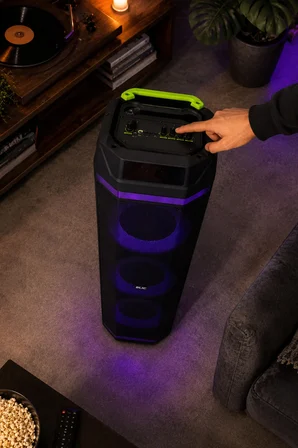 Büyük Boy Bluetooth Hoparlör 40W 3x8" RGB LED Kablosuz Mikrofonlu Karaoke Hoparlör Parti Ses Sistemi