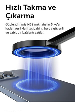 Kablosuz Uzaktan Kumandalı Manyetik Tripod | 164 cm | 360° Döner Başlık | Hafif ve Katlanabilir Tasarım