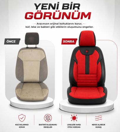 Toyota Corolla 2013-2018 Aracınıza Uyumlu Arkalı Önlü Takım Tay Tüyü Deri Oto Kılıfı - Balat Serisi