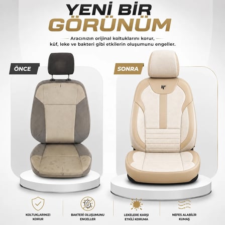 Opel Corsa 2007-2014 Aracınıza Uyumlu Arkalı Önlü Takım Tay Tüyü Deri Oto Kılıfı - Balat Serisi