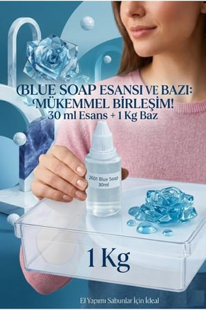 Blue Soap Esanslı 1 KG Şeffaf Sabun Bazı Seti Ferah Temiz Koku Sabun Yapım Hobi Kiti 2’li