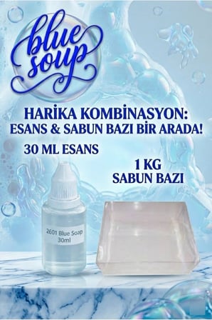 Blue Soap Esanslı 1 KG Şeffaf Sabun Bazı Seti Ferah Temiz Koku Sabun Yapım Hobi Kiti 2’li