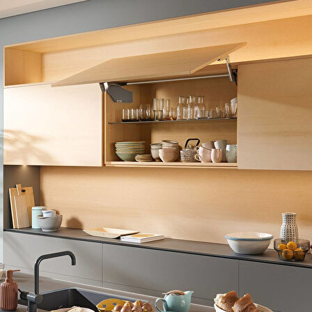 Blum Aventos HS Eğimli Kalkar Kapak Mekanizması 600 mm x 720 mm 18 mm MDF - Gri