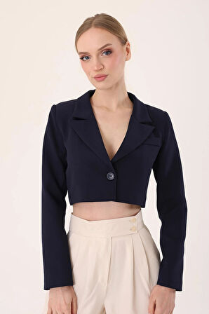 Crop Blazer Ceket- Lacivert