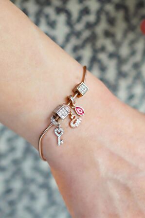 Pandora Charmlı Rose Gold Kaplama Gümüş Bileklik