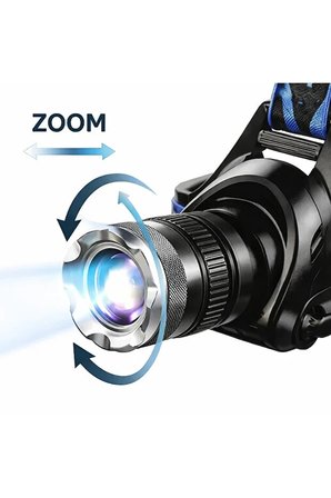 Şarjlı LED Kafa Feneri 5W 300 Lümen Zoomlu IP44 3 Modlu Ayarlanabilir Outdoor Kamp Feneri