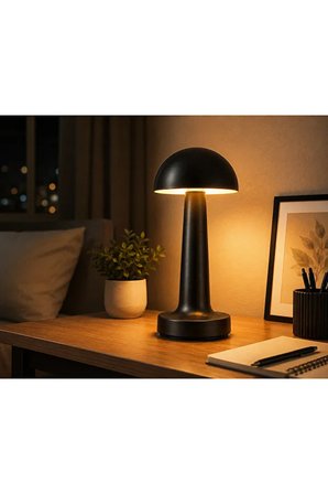 Siyah Şarjlı Dokunmatik Dimmerli Masa Lambası 600 lm Amber / Günışığı / Beyaz Işık