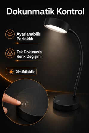 Cata CT-8440 Berlin Şarjlı LED Masa Lambası Siyah Dokunmatik 3 Renk