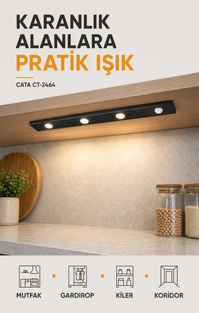 Bella Slim 3W Şarjlı Sensörlü Dolap Altı LED Aydınlatma 3 Renk 40,5 cm