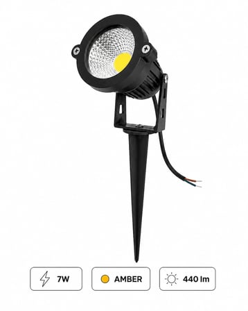 7W Amber LED Bahçe Kazığı Spot Armatür IP65 440 lm 60° Dış Mekan Aydınlatma