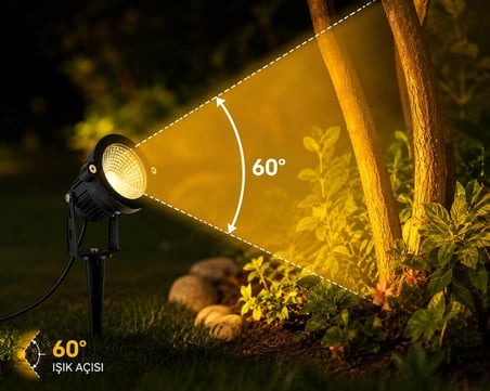 7W Amber LED Bahçe Kazığı Spot Armatür IP65 440 lm 60° Dış Mekan Aydınlatma