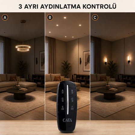 3’lü Aydınlatma Uzaktan Kumandası 20 m 3 Kanal Devre Kesmeli