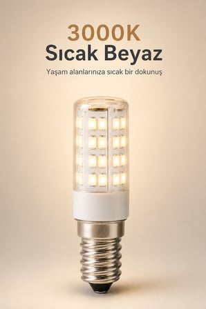 3W E14 Buzdolabı LED Ampulü 3000K Sıcak Beyaz 200 Lümen
