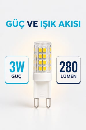 G9 LED Ampul 3W 3000K Sıcak Beyaz 280 Lümen