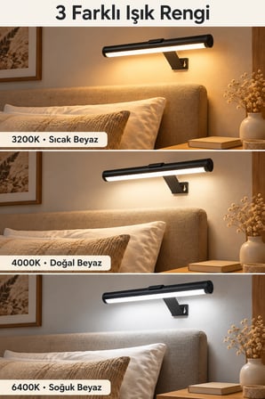 CT-2465 Şahin Şarjlı LED Aplik Kumandalı 3 Renk Işık Siyah 32 cm 1,5W