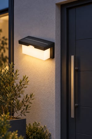 CT-7083 Barbaros Solar LED Duvar Apliği Gün Işığı 3200K IP44 Dış Mekan Siyah