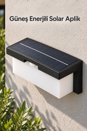 CT-7083 Barbaros Solar LED Duvar Apliği Gün Işığı 3200K IP44 Dış Mekan Siyah