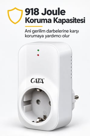 CT-9196 Tekli Akım Korumalı Topraklı Priz 918 Joule 4000 W Çocuk Korumalı Beyaz
