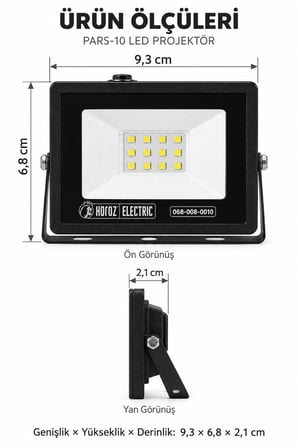 Pars-10 10W LED Projektör 2700K Günışığı 1100 Lümen IP65 Dış Mekan