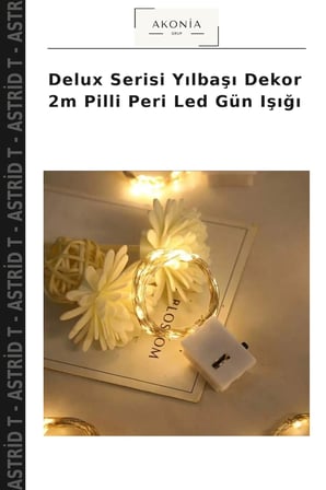 Delux Serisi Yılbaşı Dekor 2m Pilli Peri Led Gün Işığı