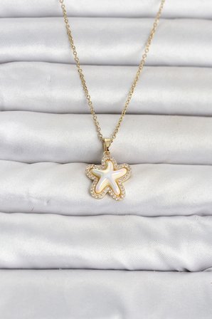 316L Çelik Zincir Gold Renk Deniz Yıldızı Model Kadın Kolye