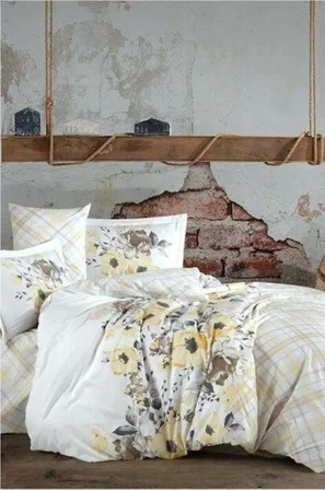 Kingsize Poplin Nevresim Belinda Sarı