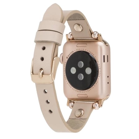 Apple Uyumlu Watch Uyumlu Deri Kordon 42-44-45mm RT ERC3 Bej