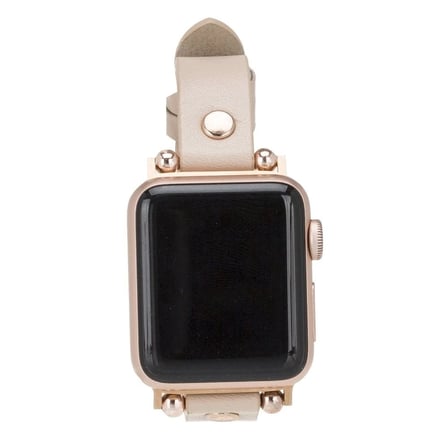 Apple Uyumlu Watch Uyumlu Deri Kordon 42-44-45mm RT ERC3 Bej