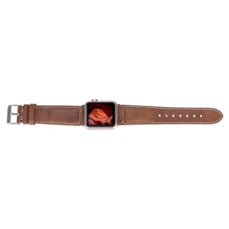 Apple Watch Uyumlu Deri Kordon 42-44-45mm NM1-AS2 Taba
