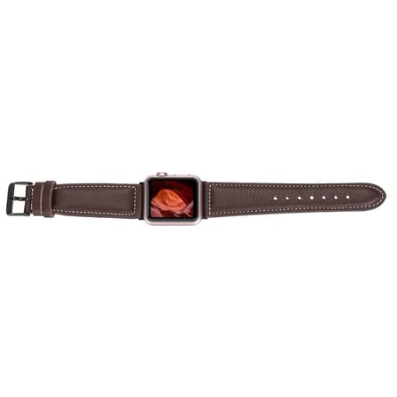 Apple Watch Uyumlu Deri Kordon 42-44-45mm NM1-AS3 Kahve