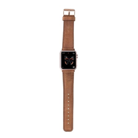Apple Uyumlu Watch Uyumlu Deri Kordon 42-44-45mm G19 Taba