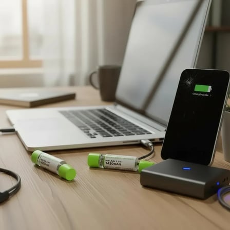 Usb ile Şarj Olabilen 2 li 1450 mah Lityum Kalın Şarjlı Kalem Pil