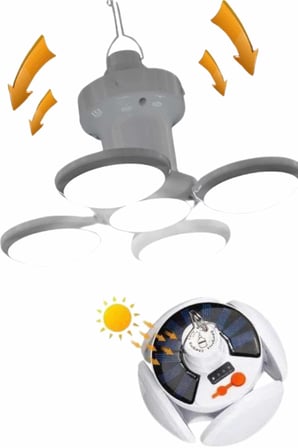 Kamp Lambası Güneş Enerjili Solar 5 Kanatlı Katlanır Lamba Karavan